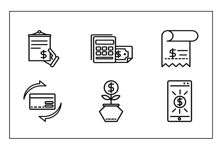 icono blanco y negro un conjunto de negocios