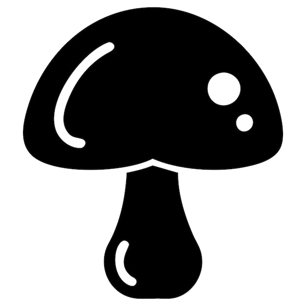 Icono en blanco y negro de un hongo PolkaDot con una silueta audaz