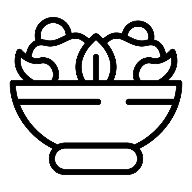 Icono en blanco y negro de un tazón de ensalada
