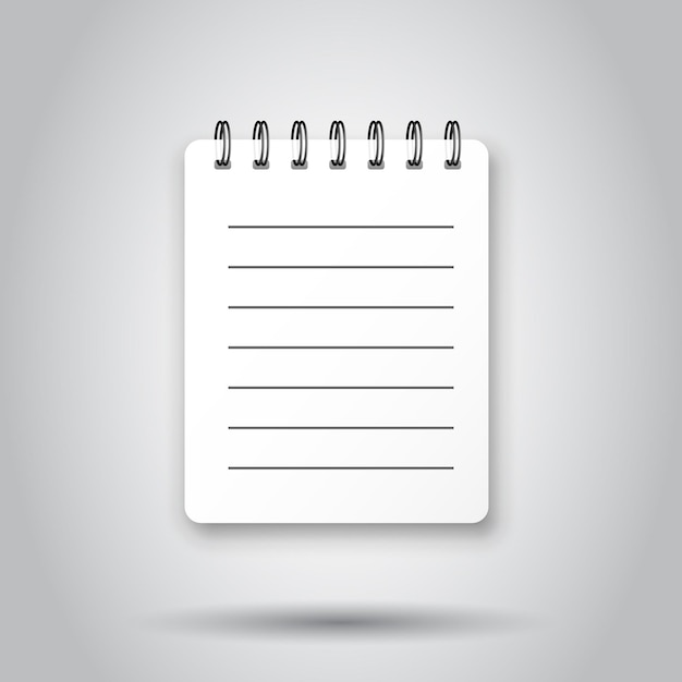 Icono de bloc de notas en blanco en estilo transparente Cuaderno con ilustración vectorial alineada en un fondo aislado plantilla de página de papel de diario concepto de negocio