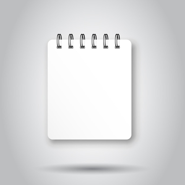 Icono de bloc de notas en blanco en estilo transparente Ilustración vectorial del documento del bloc de notas espiral en un fondo aislado Plantilla de página de papel de diario concepto de negocio