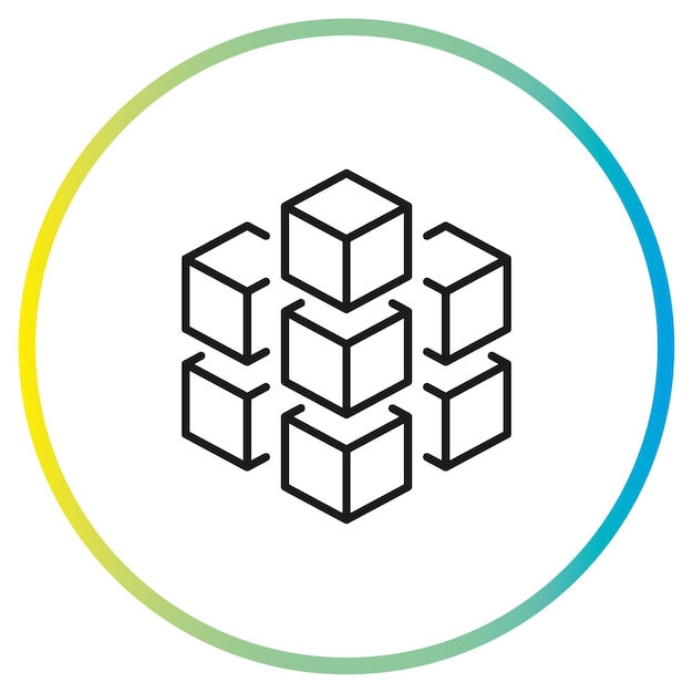 icono blockchain tecnología de cadena de bloques para el signo de línea de finanzas