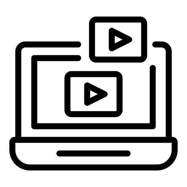 Icono de blog de vídeo portátil Contorno de icono de vector de blog de vídeo portátil para diseño web aislado sobre fondo blanco
