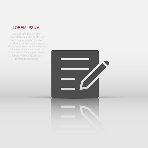 Icono de blogs en estilo plano Documento con ilustración de vector de pluma sobre fondo blanco aislado Concepto de negocio de contenido