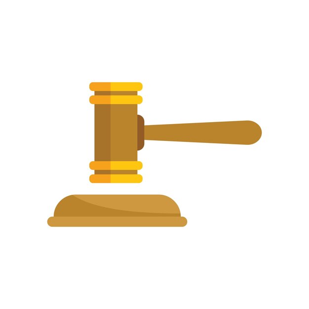 Icono de bloque de sonido de golpe de martillo de juez de madera