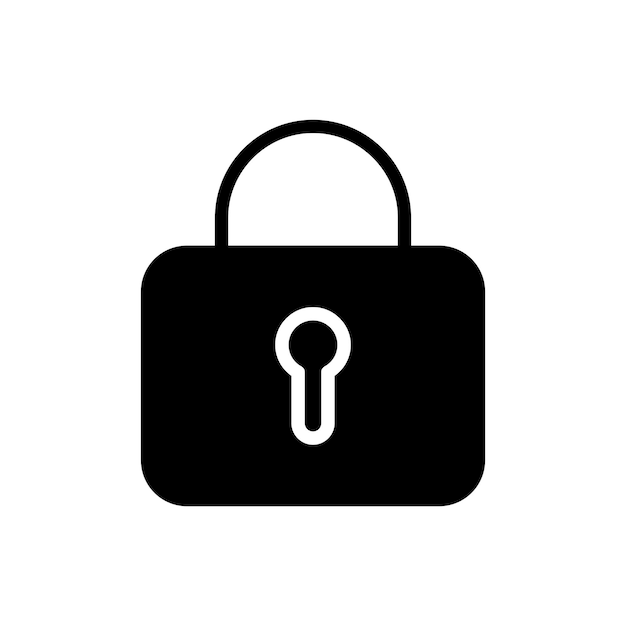 Icono de bloqueo establecido contraseña segura símbolo vectorial protección de la privacidad signo de inicio de sesión icono de bloqueo de seguridad establecido en negro relleno y estilo delineado