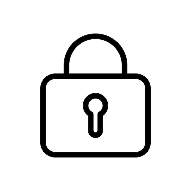 Icono de bloqueo establecido contraseña segura símbolo vectorial protección de la privacidad signo de inicio de sesión icono de bloqueo de seguridad establecido en negro relleno y estilo delineado