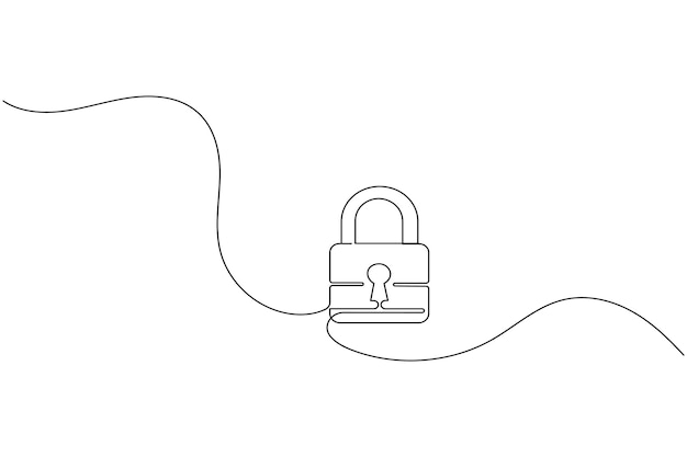 Icono de bloqueo estilo minimalista arte de una sola línea dibujo vectorial aislado