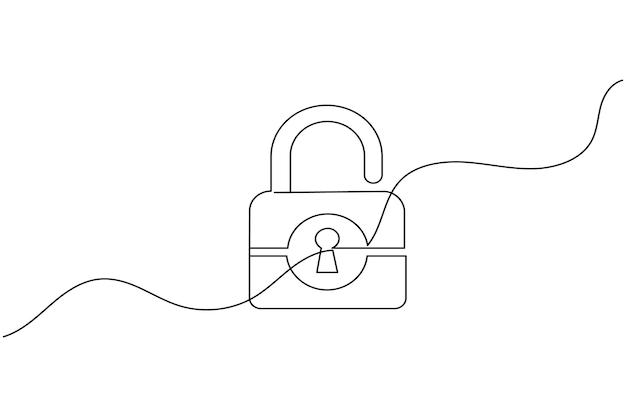Icono de bloqueo estilo minimalista arte de una sola línea dibujo vectorial aislado