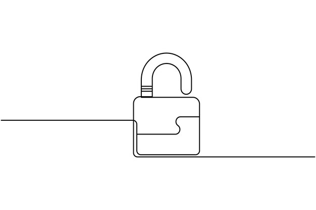 Icono de bloqueo estilo minimalista arte de una sola línea dibujo vectorial aislado