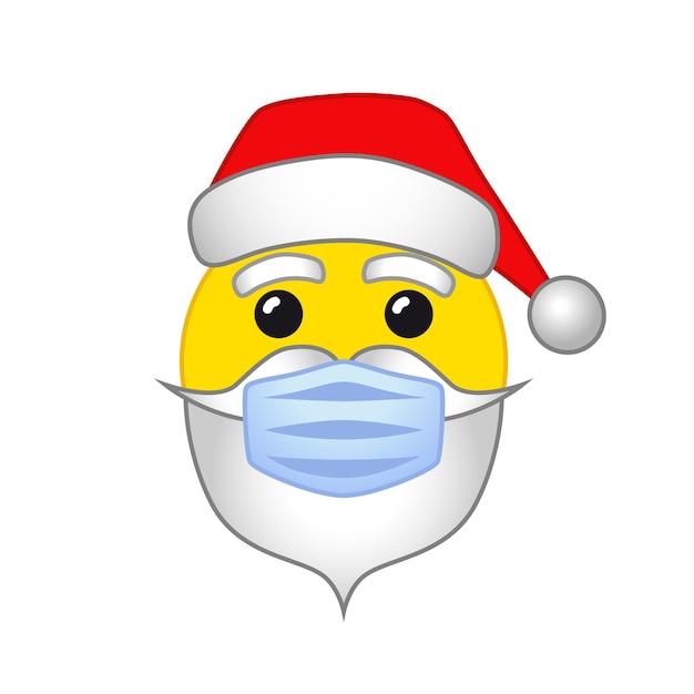 Vector icono de bloqueo de santa claus. cara 3d de carácter creativo con máscara médica.