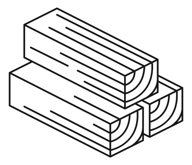 Icono de bloques de madera cuadrados. Pila de balks de madera