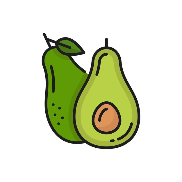 Icono de bocadillo de fruta de aguacate exótico de pera de cocodrilo
