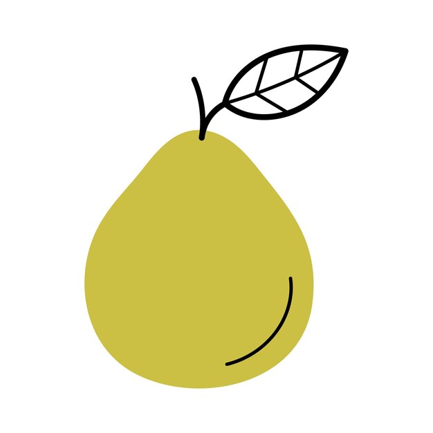 Icono de boceto dibujado a mano de pomelo entero con ilustración vectorial de ramita y hoja en estilo de línea de garabateo