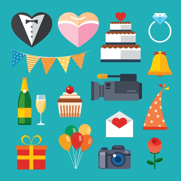 Vector icono de boda plana