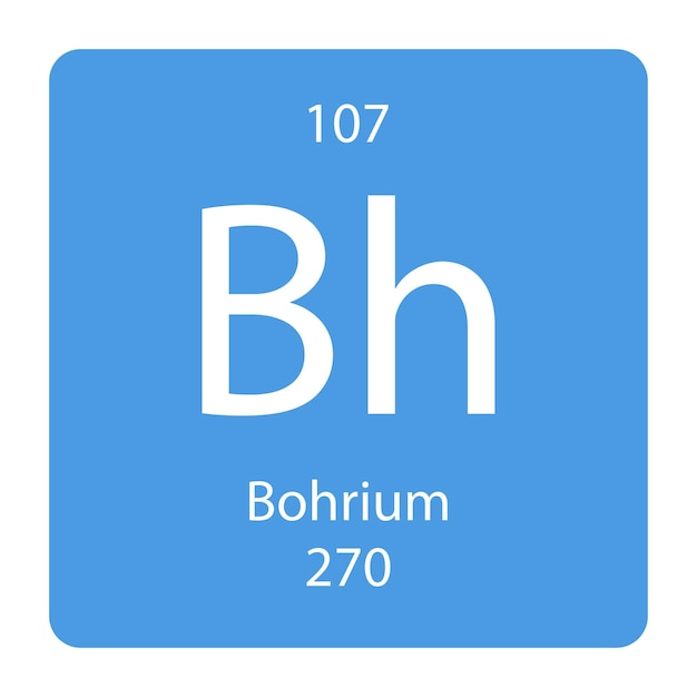 Icono de bohrium de elemento de tabla periódica en vector cuadrado de fondo