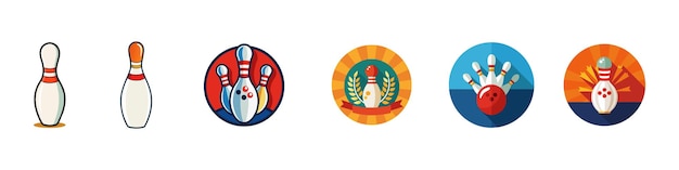 Icono de bola y alfiler de bolos Fines de bolos con icono de bola