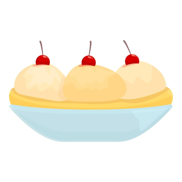 Icono de bola de hielo de vainilla vector de dibujos animados Comida dividida Postre crema
