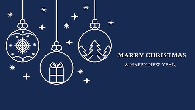 Icono de bola de Navidad aislado en un fondo azul tarjeta de Navidad con decoración de vacaciones