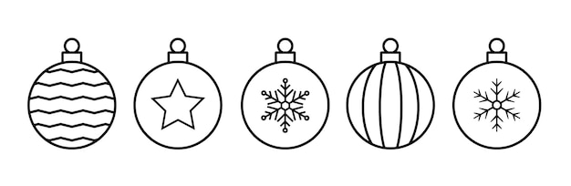 Icono de bola de Navidad Conjunto de bolas de Navidad Bola de Navidad Ilustración vectorial