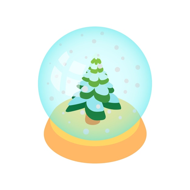 Icono de bola de Navidad de cristal en estilo de dibujos animados aislado en fondo blanco Símbolo de Año Nuevo