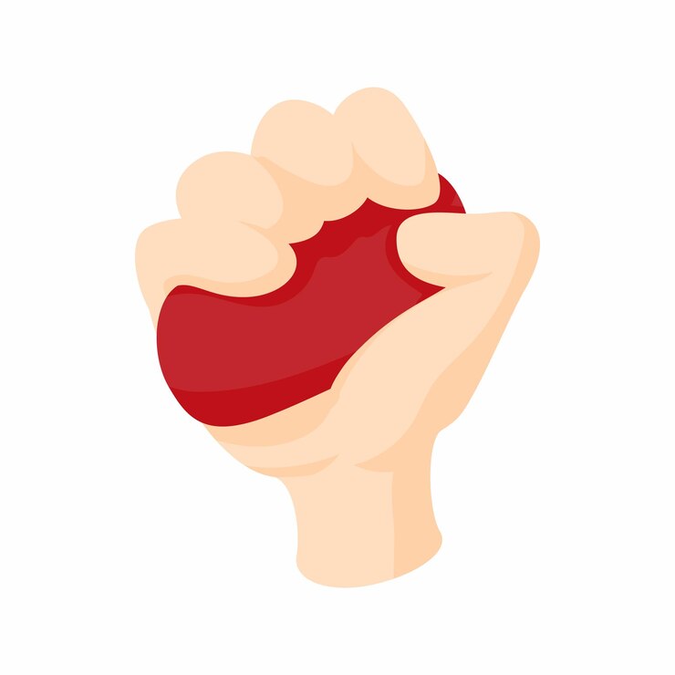 Vector icono de bola roja antiestrés en estilo de dibujos animados sobre un fondo blanco