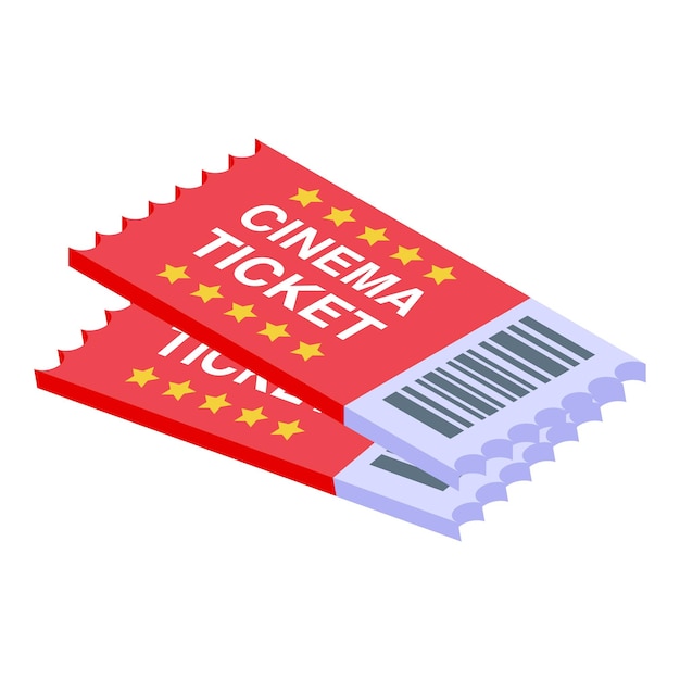 Icono de boleto de cine de coche vector isométrico Conducir película Aire abierto