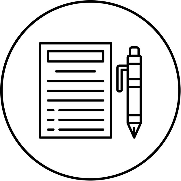 Icono de bolígrafo y papel