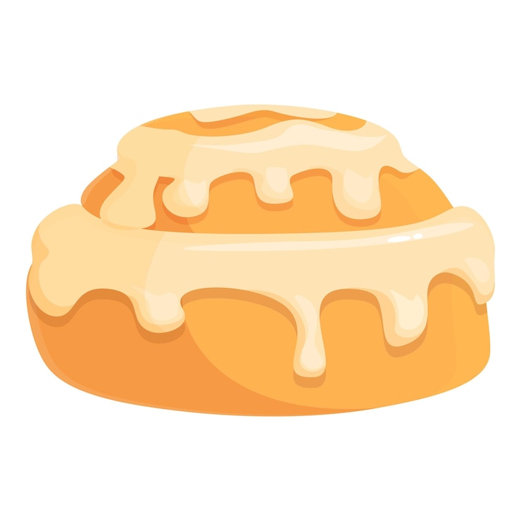 Vector icono de bollo de canela al horno vector de dibujos animados menú de azúcar cocina de café