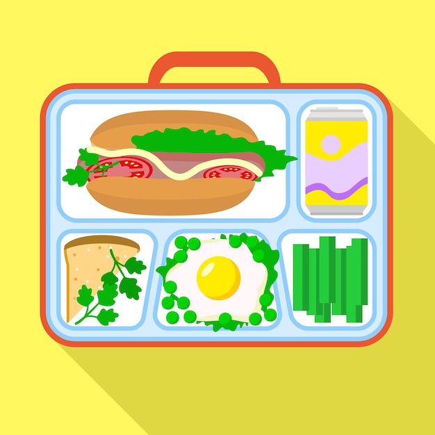 Icono de bolsa de almuerzo dietético Ilustración plana del icono de vector de bolsa de almuerzo dietético para diseño web