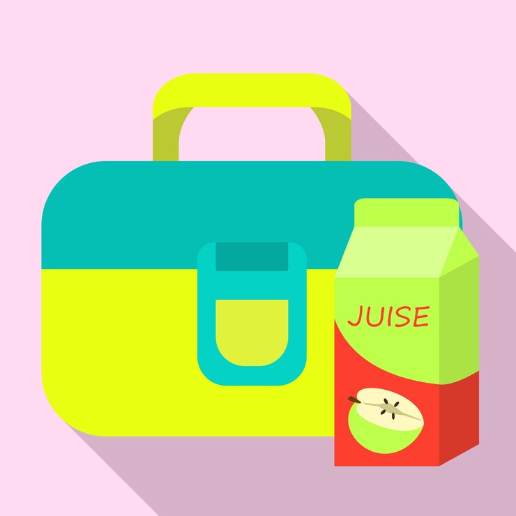 Vector icono de bolsa de almuerzo de jugo ilustración plana de icono de vector de bolsa de almuerzo de jugo para diseño web