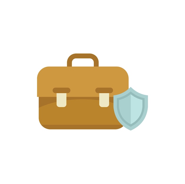 Icono de bolsa asegurada vector plano Política comercial Titular de viaje