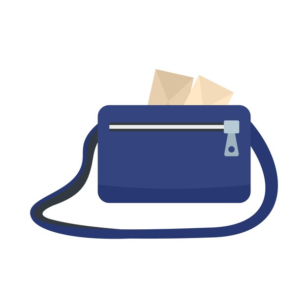 Icono de la bolsa del cartero Ilustración plana del ícono vectorial de la mochila del cartero para el diseño web