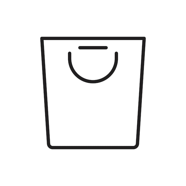 Ícono de bolsa de compras Arte plano en blanco y negro aislado