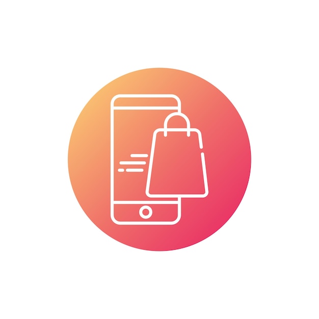 Icono de bolsa de compras Concepto de consumismo minorista de compras de comercio electrónico