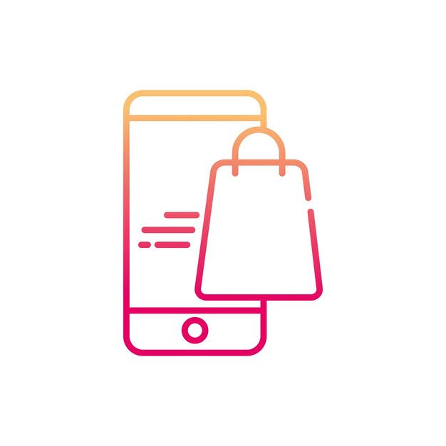 Icono de bolsa de compras Concepto de consumismo minorista de compras de comercio electrónico