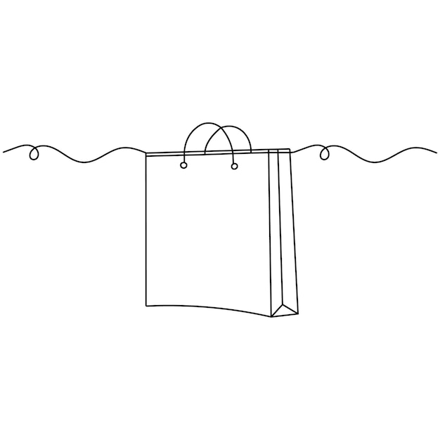 Ícono de la bolsa de compras continuo dibujo de una línea ilustración vectorial de contorno