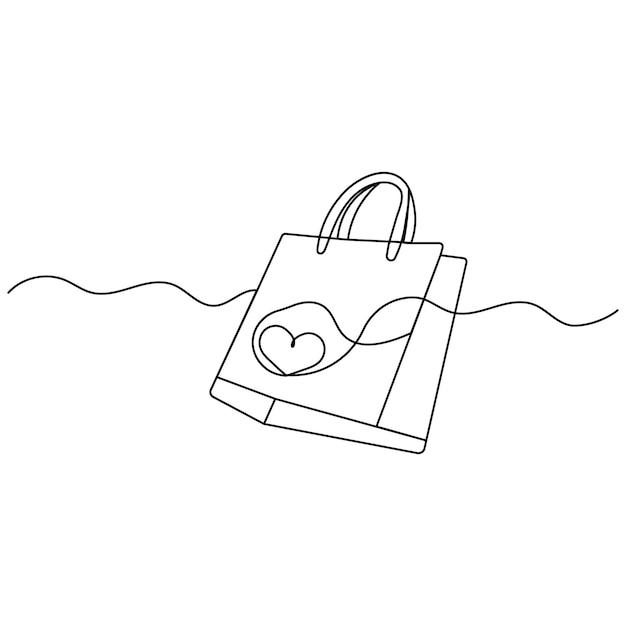 Ícono de la bolsa de compras continuo dibujo de una línea ilustración vectorial de contorno