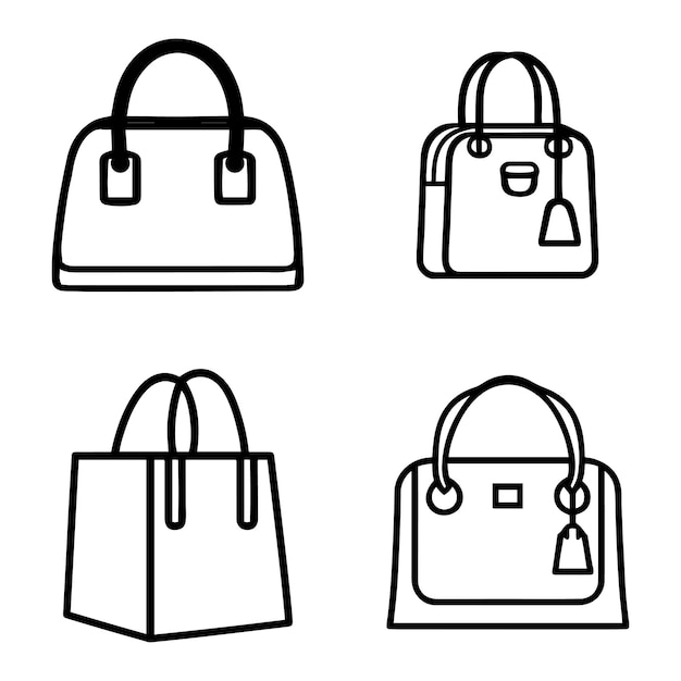 Icono de bolsa de compras, contorno negro del vector del logotipo