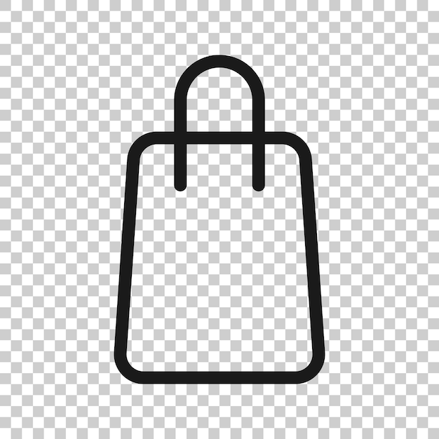 Icono de bolsa de compras en estilo plano Ilustración de vector de signo de bolso sobre fondo blanco aislado Concepto de negocio de paquete