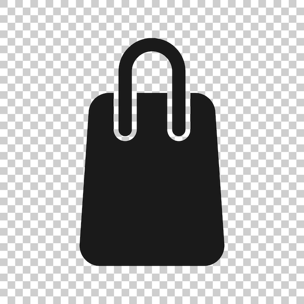Icono de bolsa de compras en estilo plano Ilustración de vector de signo de bolso sobre fondo blanco aislado Concepto de negocio de paquete