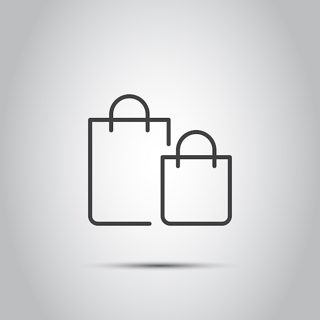 Ícono de bolsa de compras en estilo plano Ilustración vectorial del paquete en un fondo aislado Concepto de negocio de letrero de compra