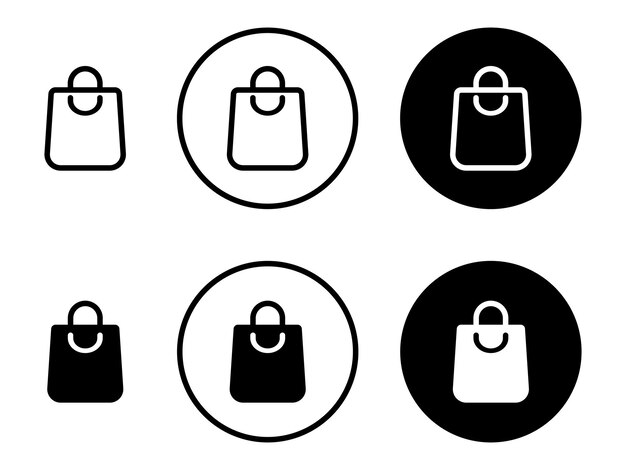 Icono de la bolsa de compras Icono del vector Conjunto de Iconos de la línea vectorial de las bolsas de compras Icon del bolso de compras