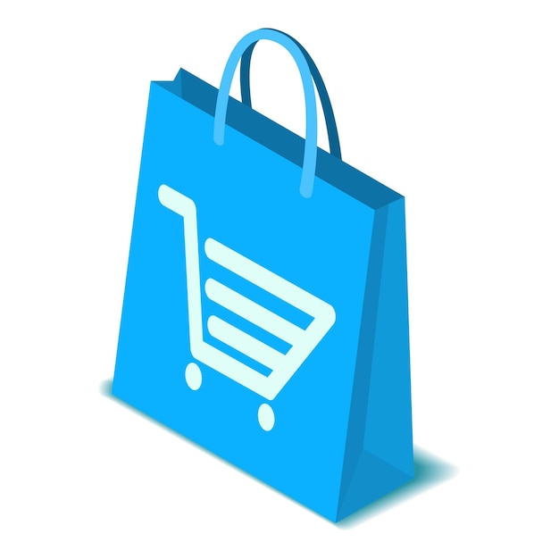 Icono de bolsa de compras Ilustración isométrica del icono de vector de bolsa de compras para diseño web