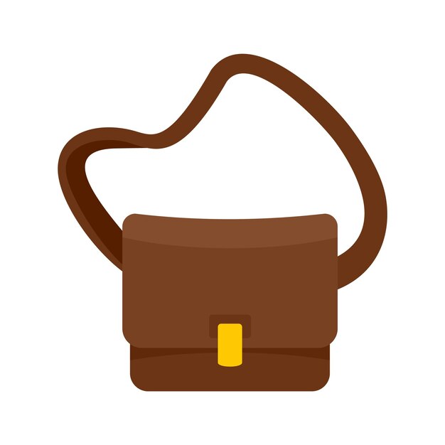 Icono de bolsa de cuero del cartero Ilustración plana del icono vectorial de la bolsa de cuelo del cartero para el diseño web
