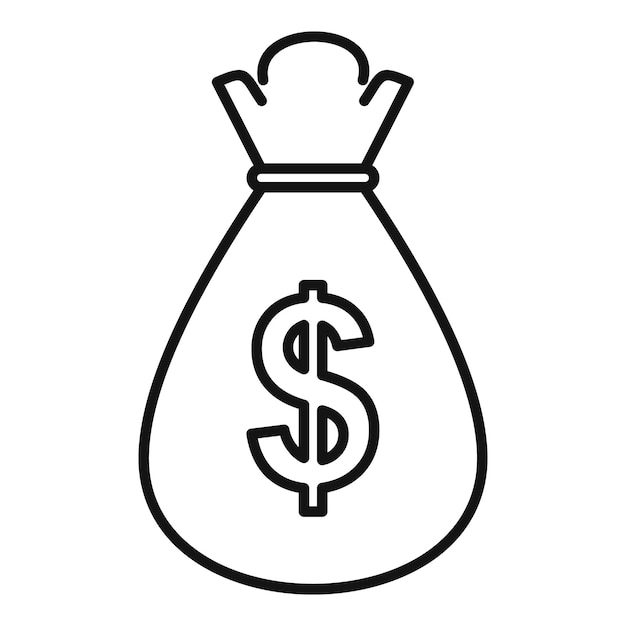 Icono de bolsa de dinero del banco Contorno icono de vector de bolsa de dinero del banco para diseño web aislado sobre fondo blanco