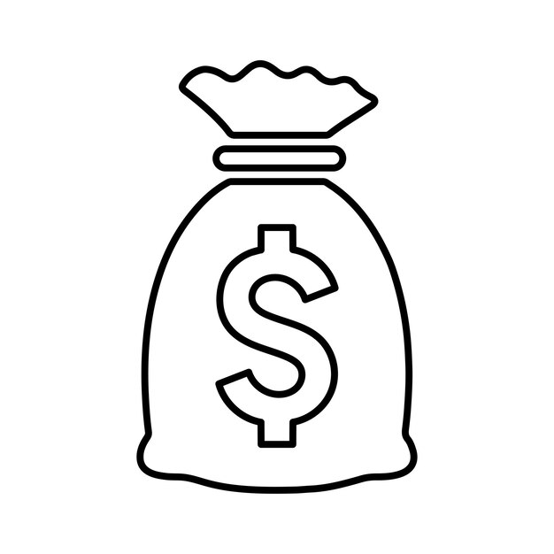 Icono de la bolsa de dinero de capital Icono de línea símbolo de contorno