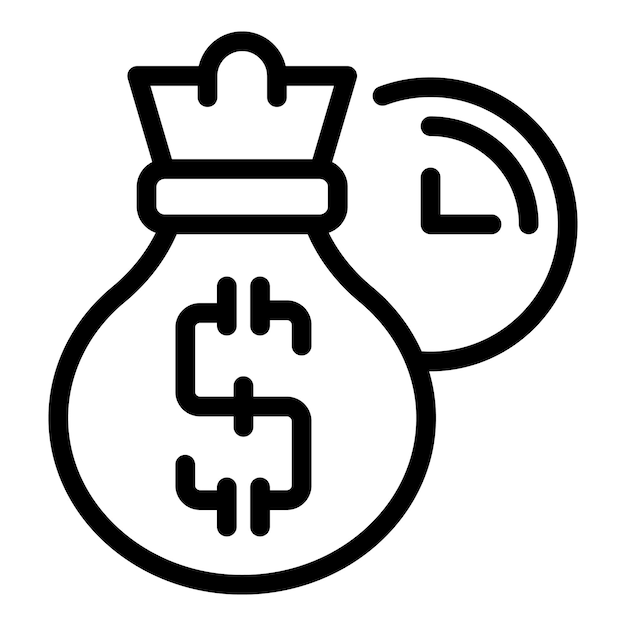 Icono de bolsa de dinero de colaboración empresarial Icono de vector de bolsa de dinero de colaboración empresarial de esquema para diseño web aislado sobre fondo blanco