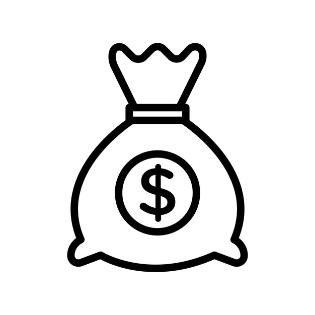 El icono de la bolsa de dinero, el conjunto de premios, el símbolo vectorial de la bolsa, el símbolo del dinero del premio mayor, el signo de la riqueza y la abundancia.