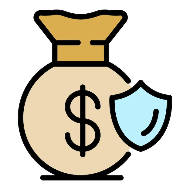 Icono de bolsa de dinero Contorno bolsa de dinero vector icono color plano aislado